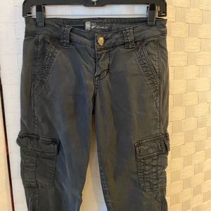 Cargo pants. Distressed/washed. Black. Size 25
